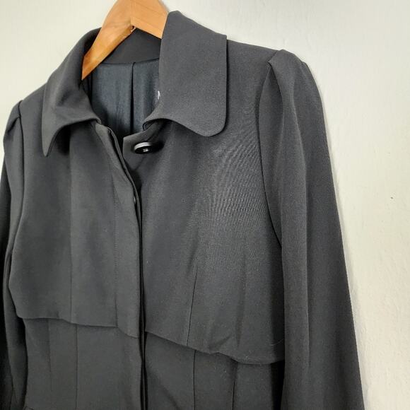 NWT Jovani Maslavi Black Pleated Collar Long Sleeve Button Midi Dress 2 - Picture 4 of 10